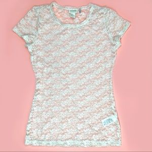 H & M Pretty Summer Sheer Cream Lace T Shirt XS